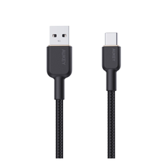 Aukey 1m Nylon Braided USB-A to USB-C Cable - Black