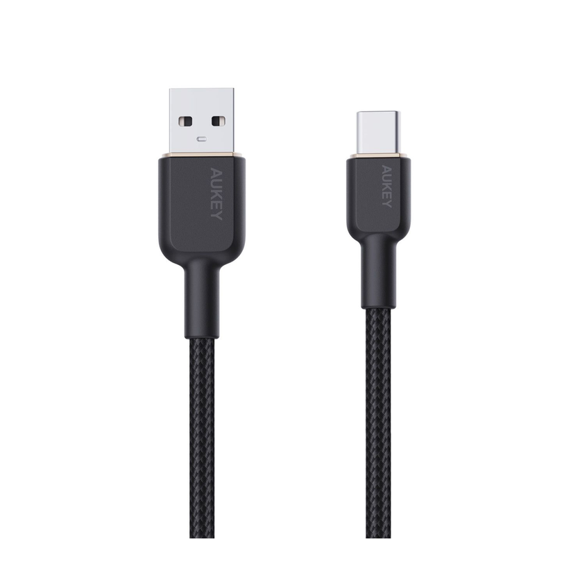 Aukey 1.8m Nylon Braided USB-A to USB-C Cable - Black