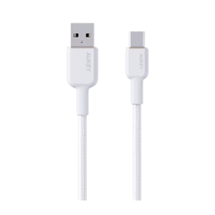 Aukey 1m Nylon Braided USB-A to USB-C Cable - White