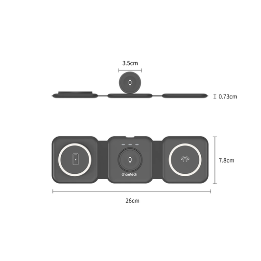 CHOETECH T588-F 3-in-1 Magnetic Wireless Charger 15W