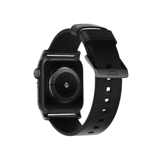 Nomad Modern Leather Strap for Apple Watch 45/44/42mm (Series SE/7/6/5/4/3/2) - Rustic Black Strap + Black Hardware