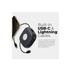 Mazer/M-MagLink18i-BG/10,000mAh qi2 Compatible 15W with Built-in USB-C+Lightning Cables, Apple Watch, PD20W, Power Bank-Black Grey