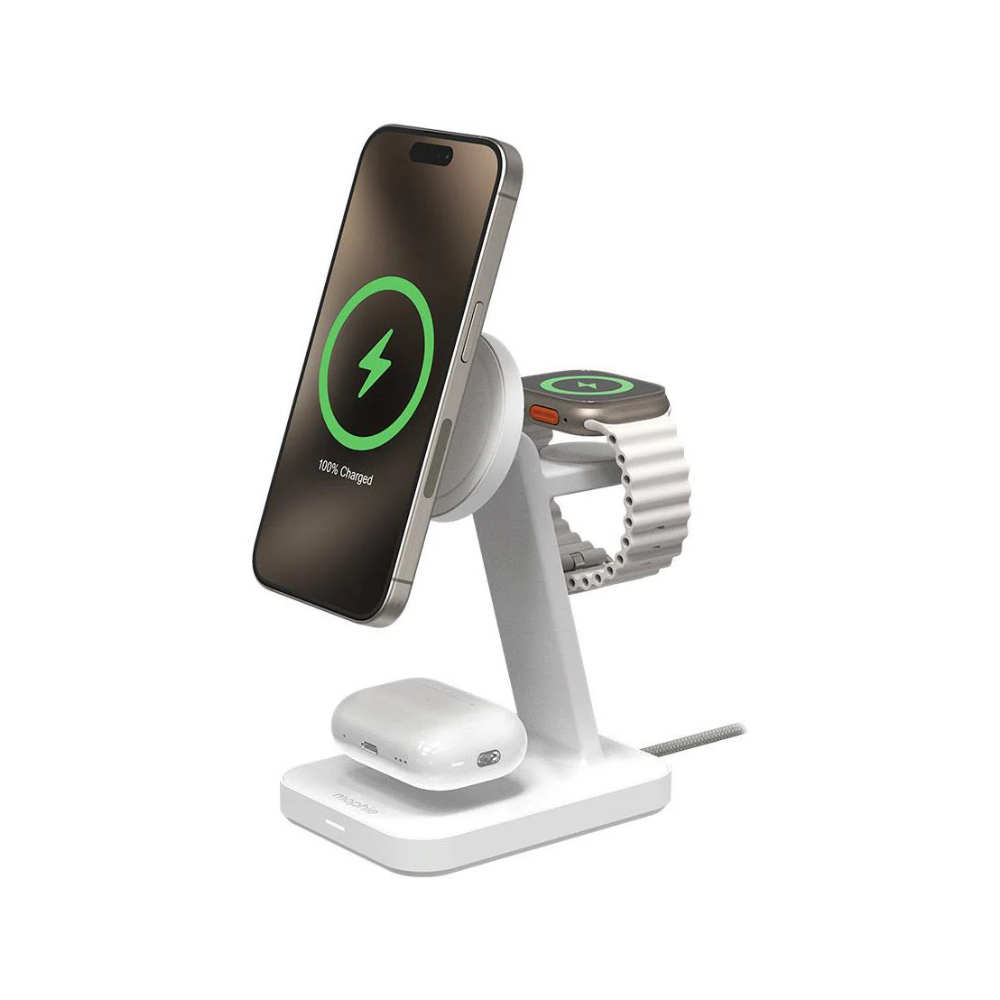 Mophie-UNV WRLS-3-in-1-Qi2 charging stand-White-ROC-UK