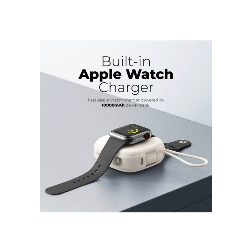 Mazer/M-MagLink18i-BG/10,000mAh qi2 Compatible 15W with Built-in USB-C+Lightning Cables, Apple Watch, PD20W, Power Bank-Black Grey