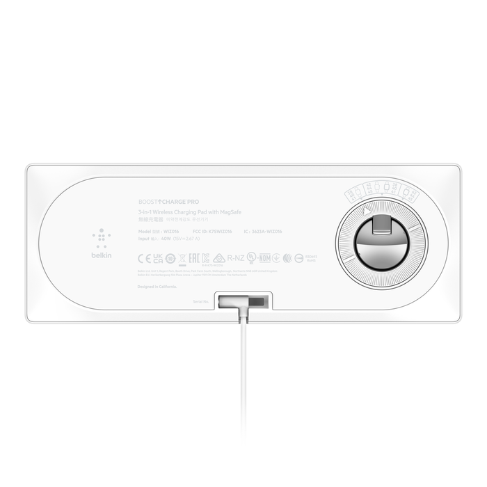 Belkin BOOST CHARGE PRO 3-in-1 Wireless Charging Pad with MagSafe (White)