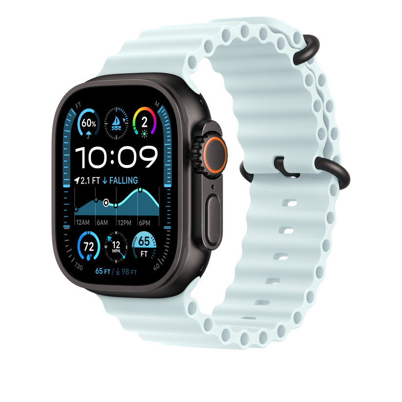 49mm Ice Blue Ocean Band Extension - Black Titanium Finish