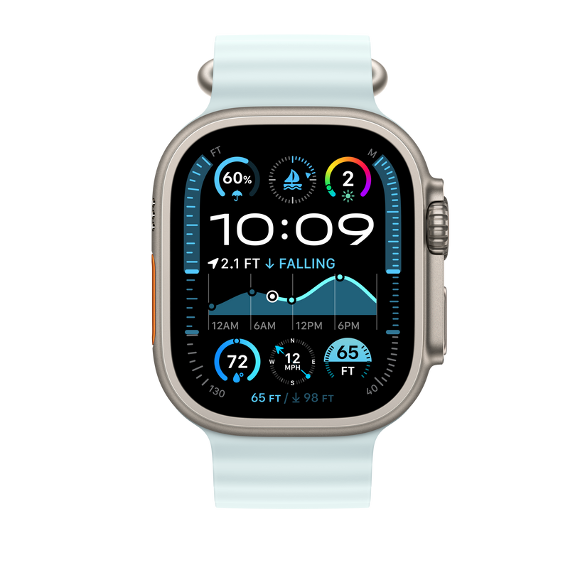 49mm Ice Blue Ocean Band - Natural Titanium Finish