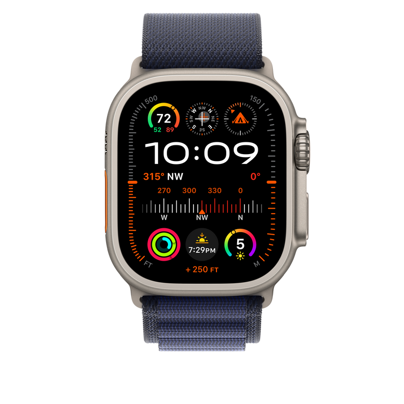 49mm Navy Alpine Loop - Small - Natural Titanium Finish