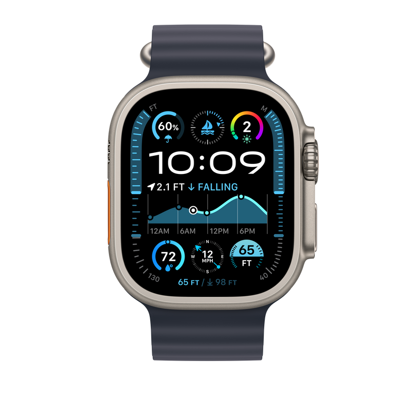 49mm Navy Ocean Band Extension - Natural Titanium Finish