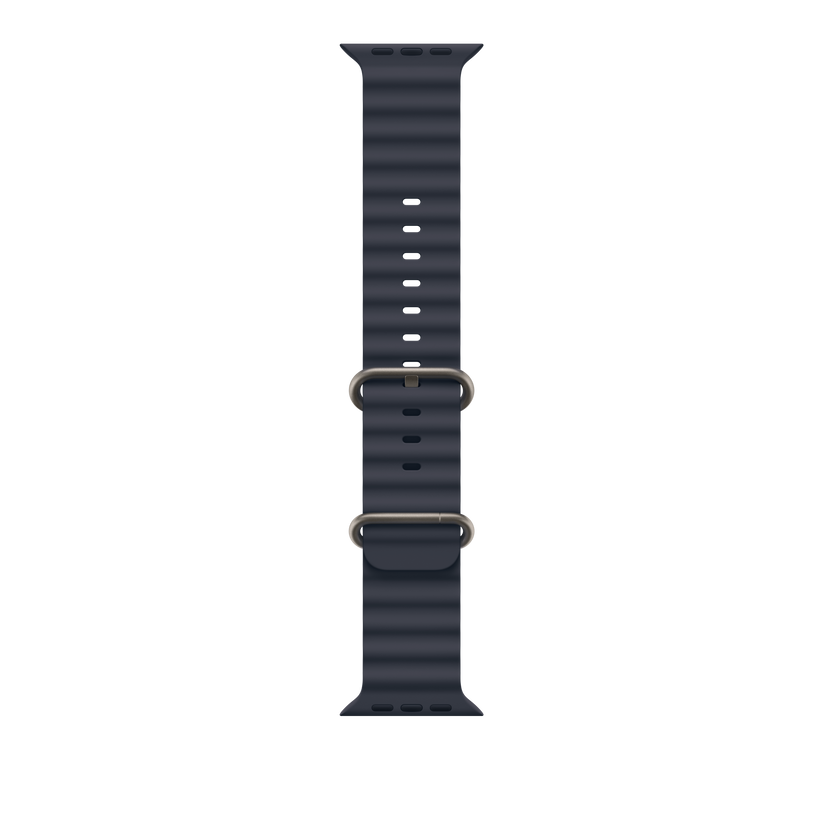 49mm Navy Ocean Band - Natural Titanium Finish