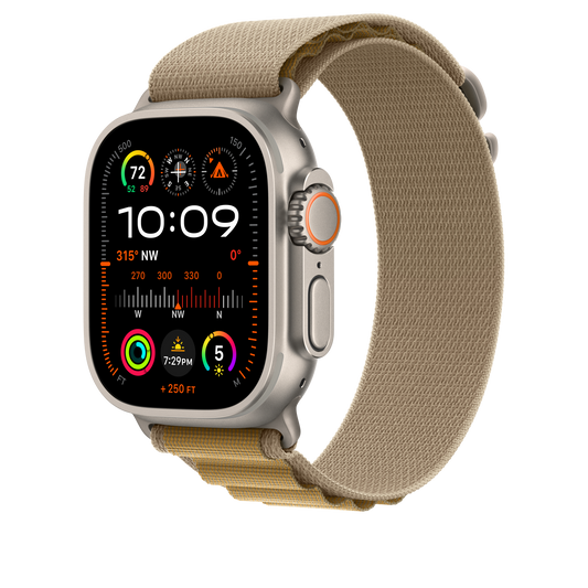 49mm Tan Alpine Loop - Small - Natural Titanium Finish