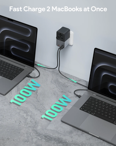 Aukey PA-TA09A 100W Travel Mate GaN Universal Adapter With USB ports - Grey