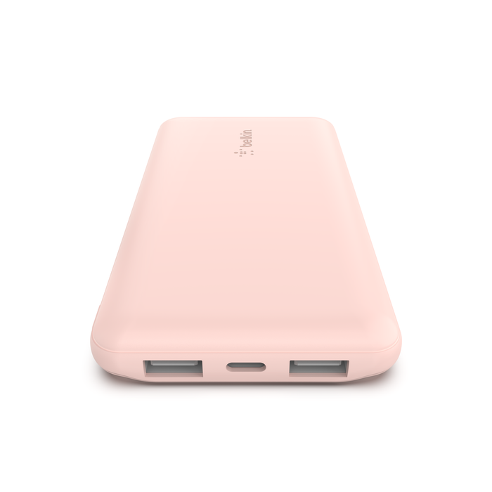 Belkin BOOST CHARGE 3-Port Power Bank 10K + USB-A to USB-C Cable, Rose Gold