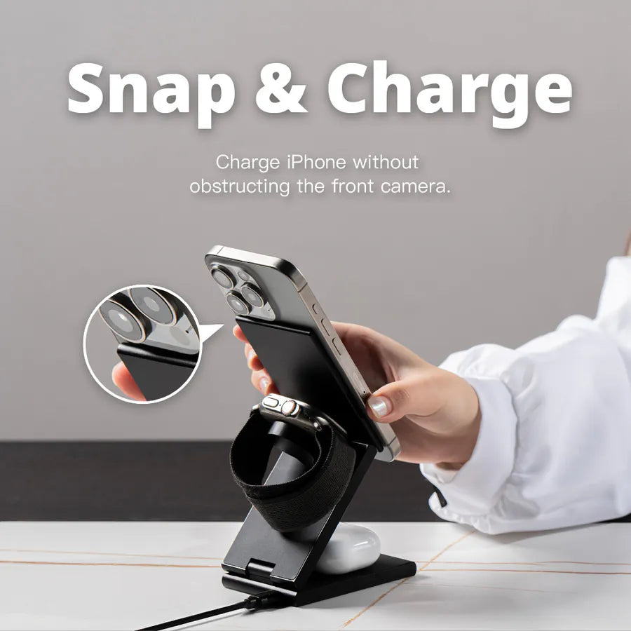 ADAM elements Mag Z Magnetic 3in1 Foldable Travel Charging Station - Black