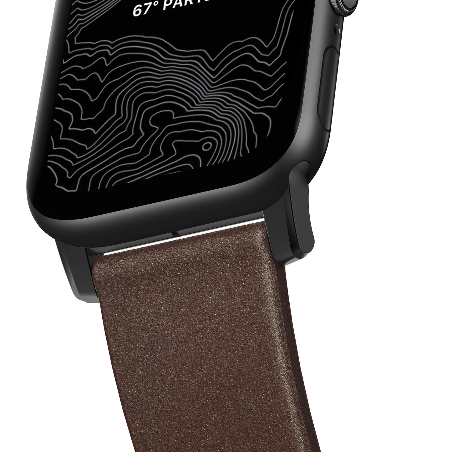 Nomad Modern Leather Strap for Apple Watch 45/44/42mm (Series SE/7/6/5/4/3/2) - Rustic Brown Strap + Black Hardware