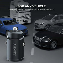 Aukey Dual Port USB-C 30W PD Car Charger