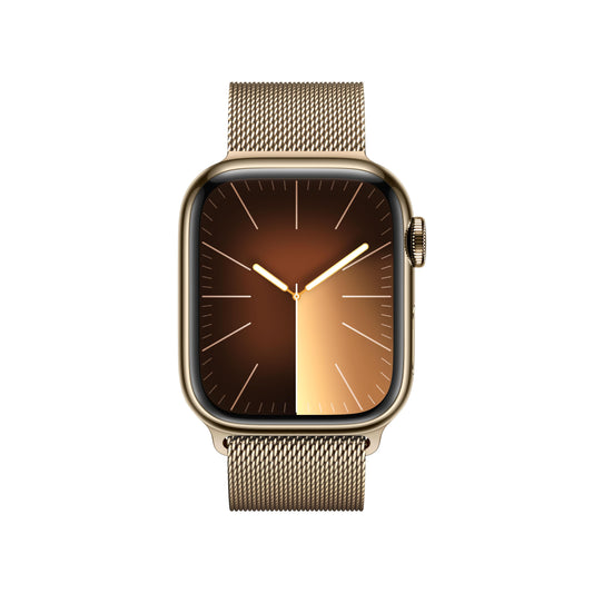 Apple Watch Series 9 GPS + Cellular 41mm Gold Stainless Steel Case with Gold Milanese Loop
