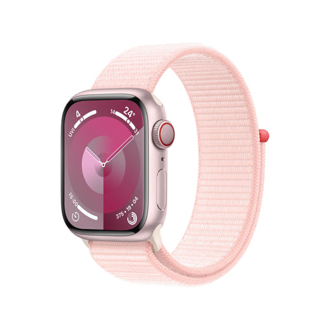 Apple Watch Series 9 GPS + Cellular 41mm Pink Aluminium Case with Light Pink Sport Loop