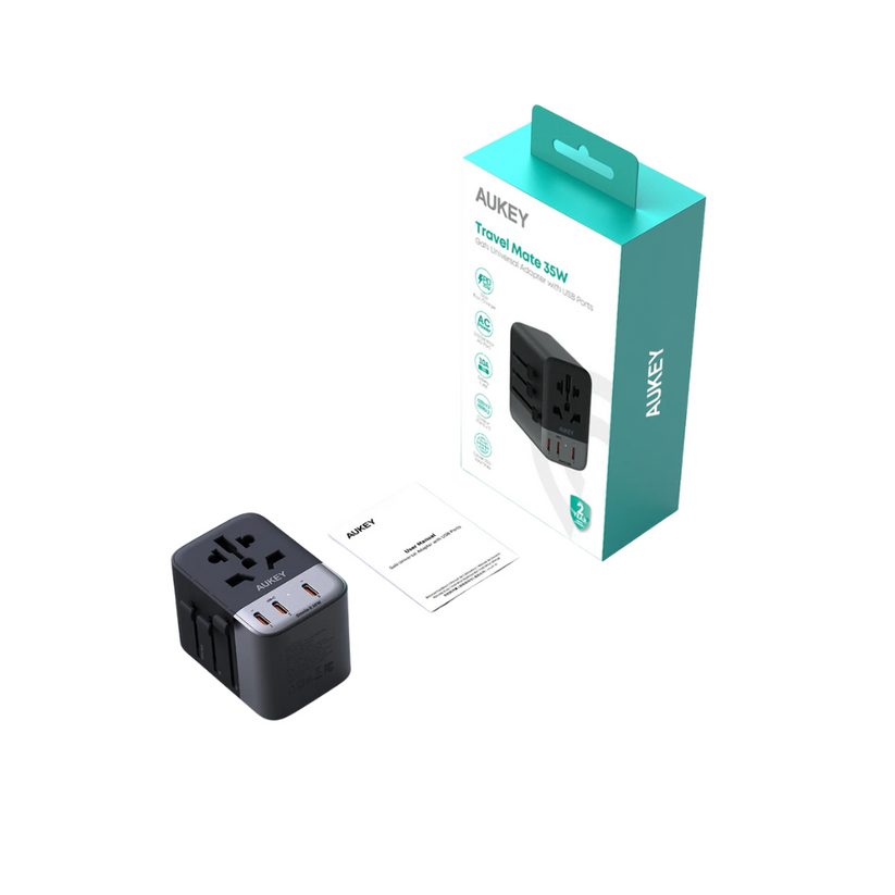 Aukey PA-TA07A 35W Travel Mate Universal Adapter - Gray