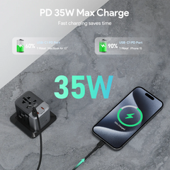 Aukey PA-TA07A 35W Travel Mate Universal Adapter - Gray