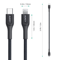 Aukey Kevlar MFi 18W USB C to Lightning Performance Cable - 1.2M