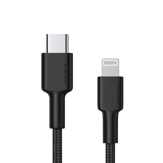 Aukey MFi Braided USB C to Lightning Fast Charging Cable 5V/9V/15V - 1.2m