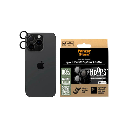 PanzerGlass Camera Lens Protector Hoop Optic Rings Apple iPhone 16 Pro/ 16 Pro Max Black