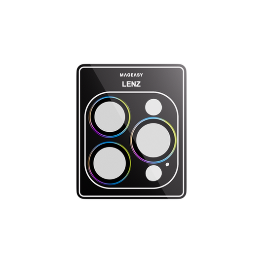 Mageasy iPhone 16 Pro/Pro Max Lenz Sapphire Lens Protector Titanium Iridescent