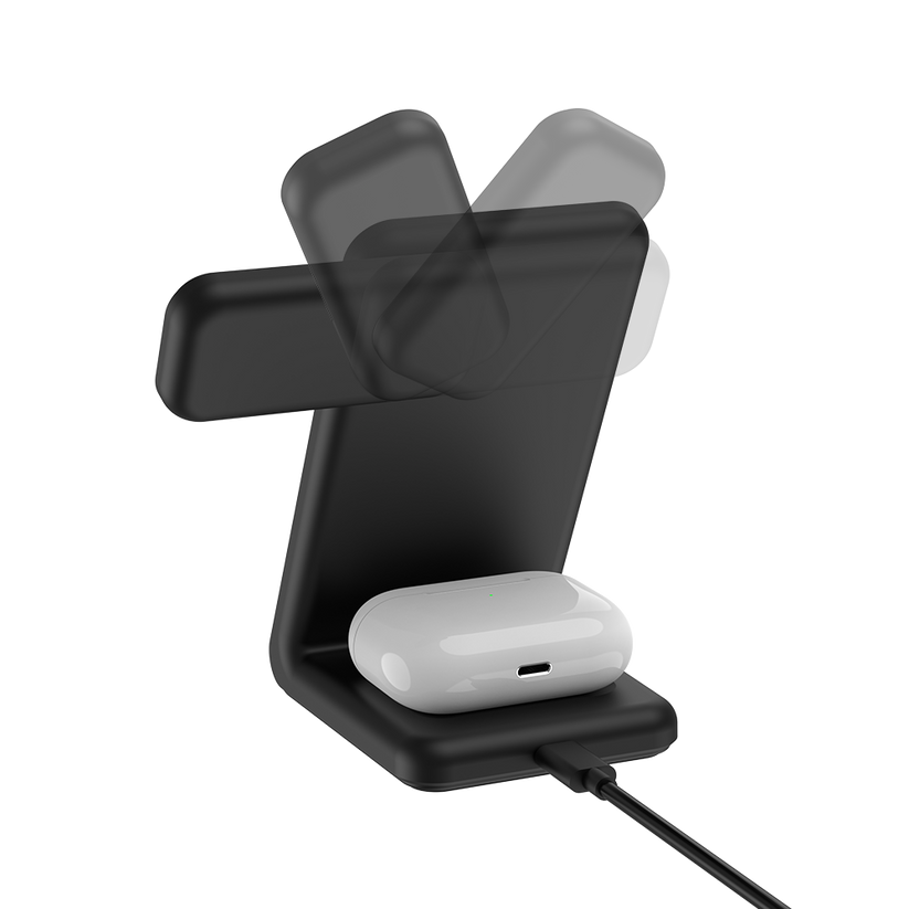Mazer 3in1 MagSafe, Qi&Apple Watch Wireless Charging Stand-Black