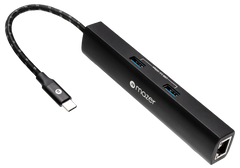 Mazer InfiniteLINK 6-in-1 Slim Hub 4K/60Hz HDMIX1 Data at 10Gbps (USB3.0X2+USB-CX1)+Gigabit Eternet+USB-C PD100W- Black