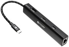 Mazer InfiniteLINK 6-in-1 Slim Hub 4K/60Hz HDMIX1 Data at 10Gbps (USB3.0X2+USB-CX1)+Gigabit Eternet+USB-C PD100W- Black