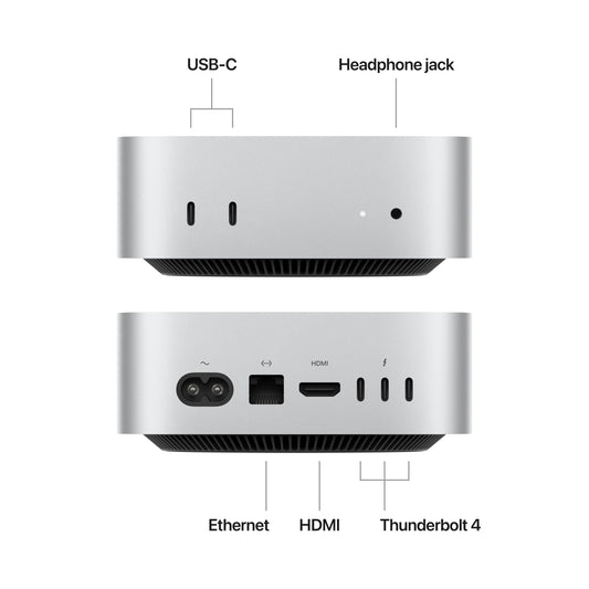 Mac mini: Apple M4 chip with 10-core CPU and 10-core GPU, 512GB SSD - Silver