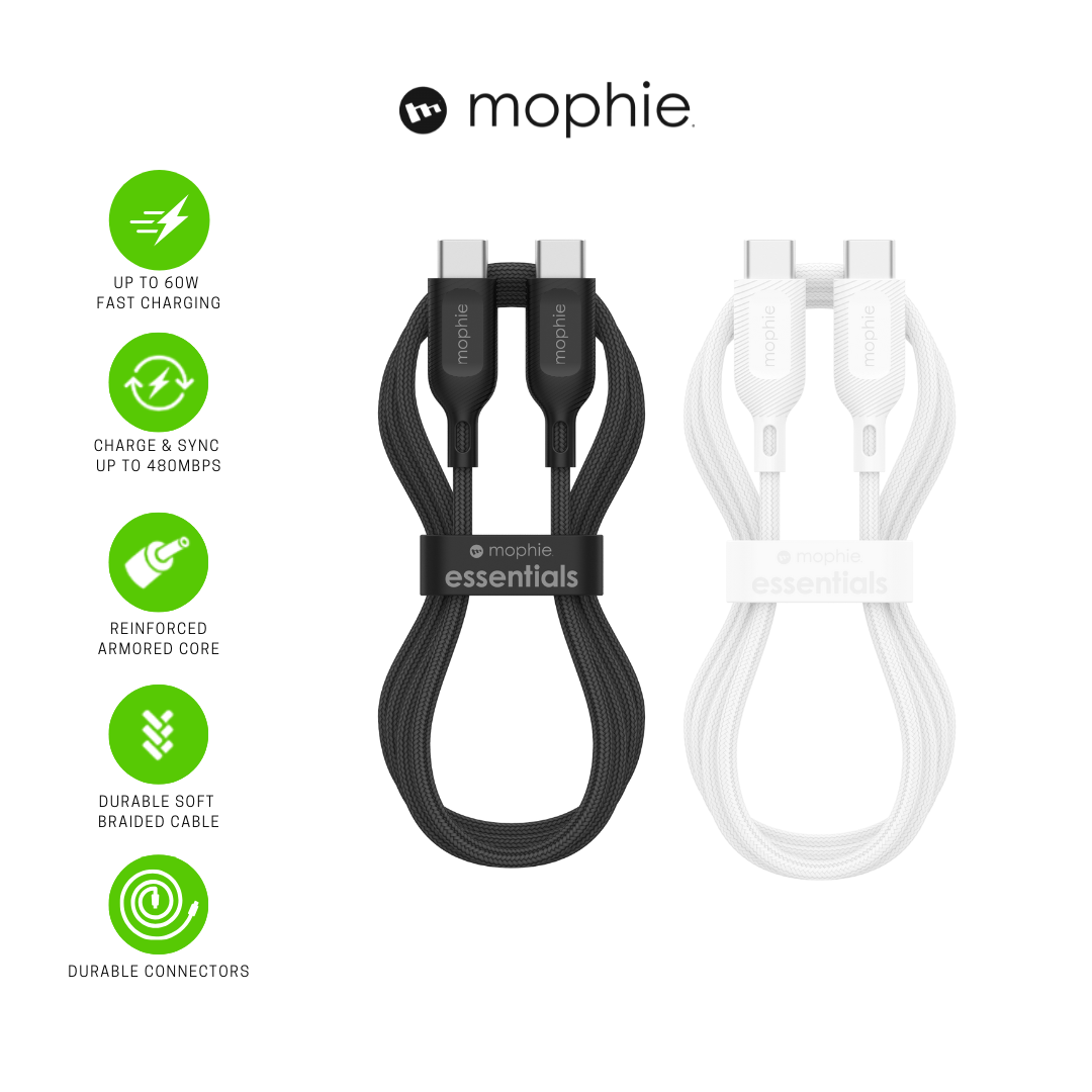 Mophie Cable Essential USBC 60W 1M Braided FG Black APAC