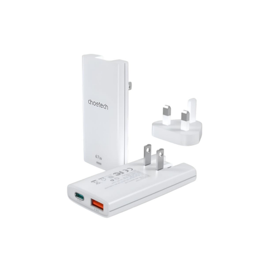 Choetech PD6011 PD67W GAN Ultra Thin A+C Wall Charger- White