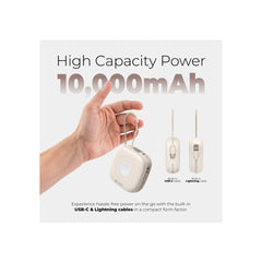 Mazer/M-MagLink18i-BG/10,000mAh qi2 Compatible 15W with Built-in USB-C+Lightning Cables, Apple Watch, PD20W, Power Bank-Black Grey