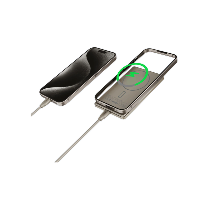 Mazer MagAir19 5000mAh Ultra Slim Magnetic Wireless Power Bank - Titanium