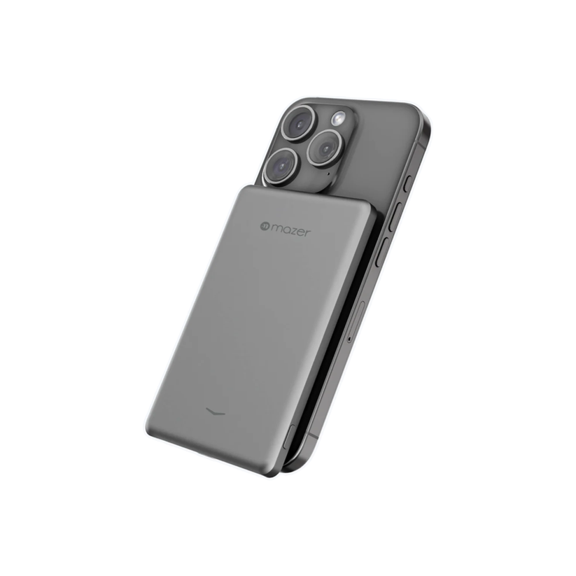 Mazer MagAir19 5000mAh Ultra Slim Magnetic Wireless Power Bank - Grey