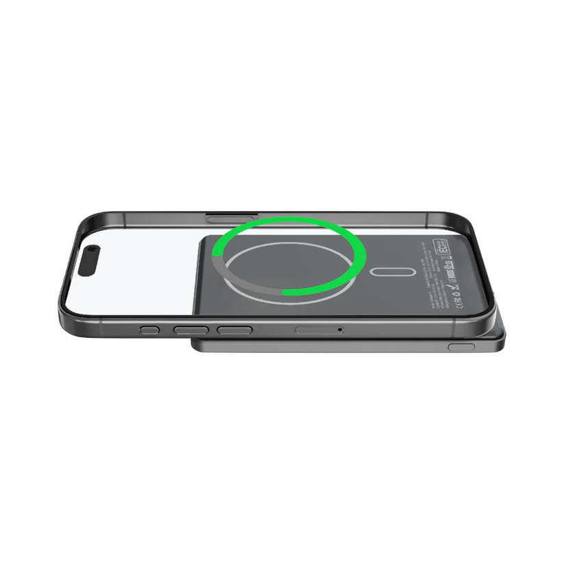 Mazer MagAir19 5000mAh Ultra Slim Magnetic Wireless Power Bank - Grey