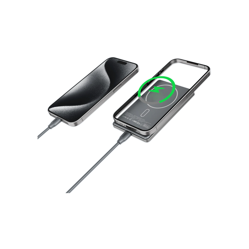 Mazer MagAir19 5000mAh Ultra Slim Magnetic Wireless Power Bank - Grey