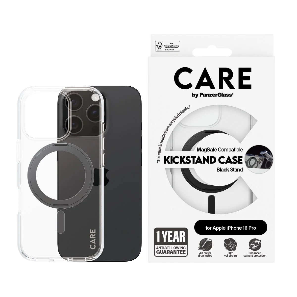 CARE by PanzerGlass® Case Feature Black Kickstand & MagSafe iPhone 16 Pro