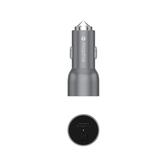 Mophie-ACC-Car Charger-USB C & USB A-37W-space gray