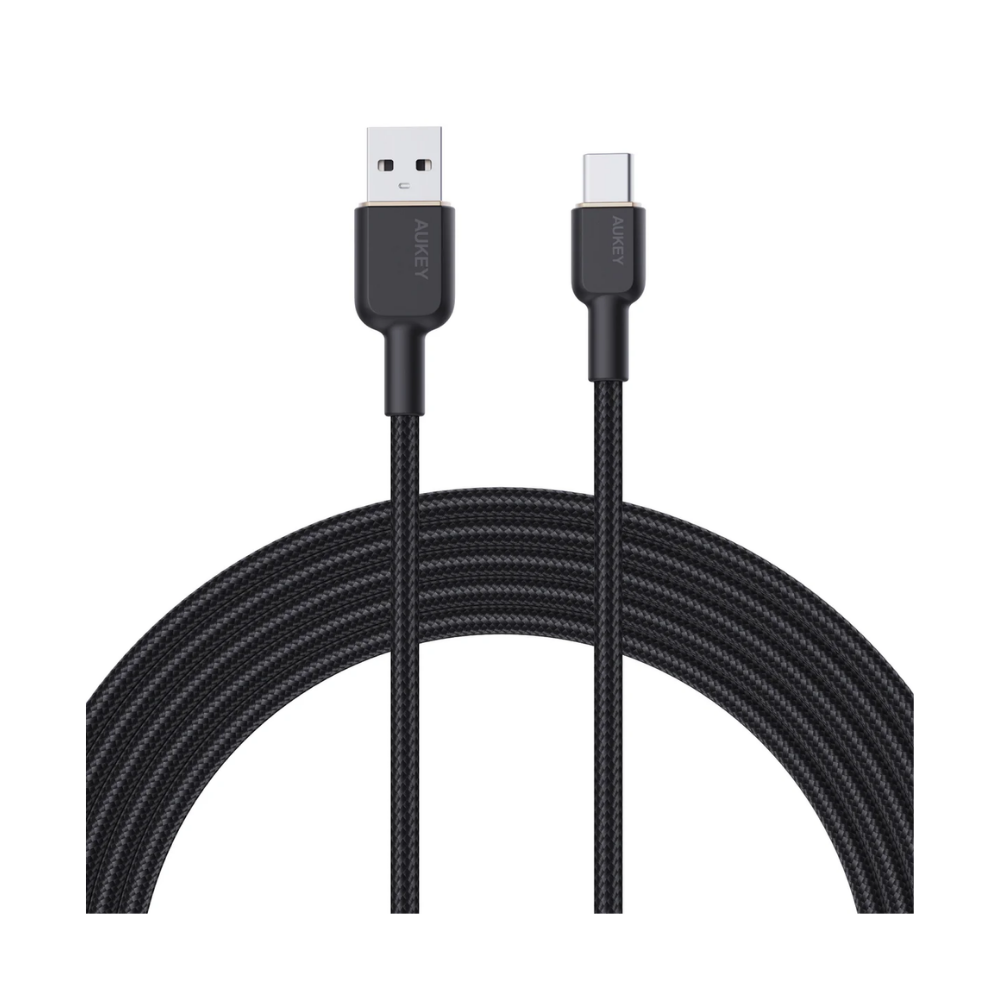 Aukey 1m Nylon Braided USB-A to USB-C Cable - Black
