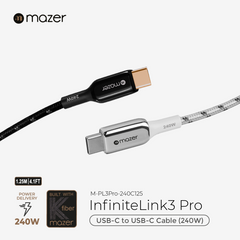 Mazer InfiniteLINK 3 Pro 240W/1.25M USB-C Cable-Black