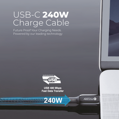 Mazer InfiniteLINK 3 Pro 240W/1.25M USB-C Cable-Black