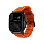 Nomad Apple Watch 49/45/44/42mm (Series SE/Ultra/9/8/7/6/5/4/3/2) Rugged Strap | Ultra Orange Strap + Black Hardware