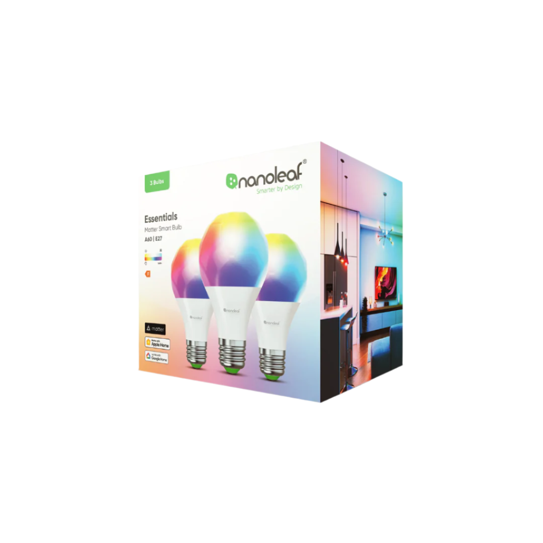 Nanoleaf Essentials | Smart A60 Bulb | EU/ANZ- 800Lm | White | 2700K-6500K | 220V-240V | E27 | 3 PACK | MATTER (NNL-NF080B02-3A19E)