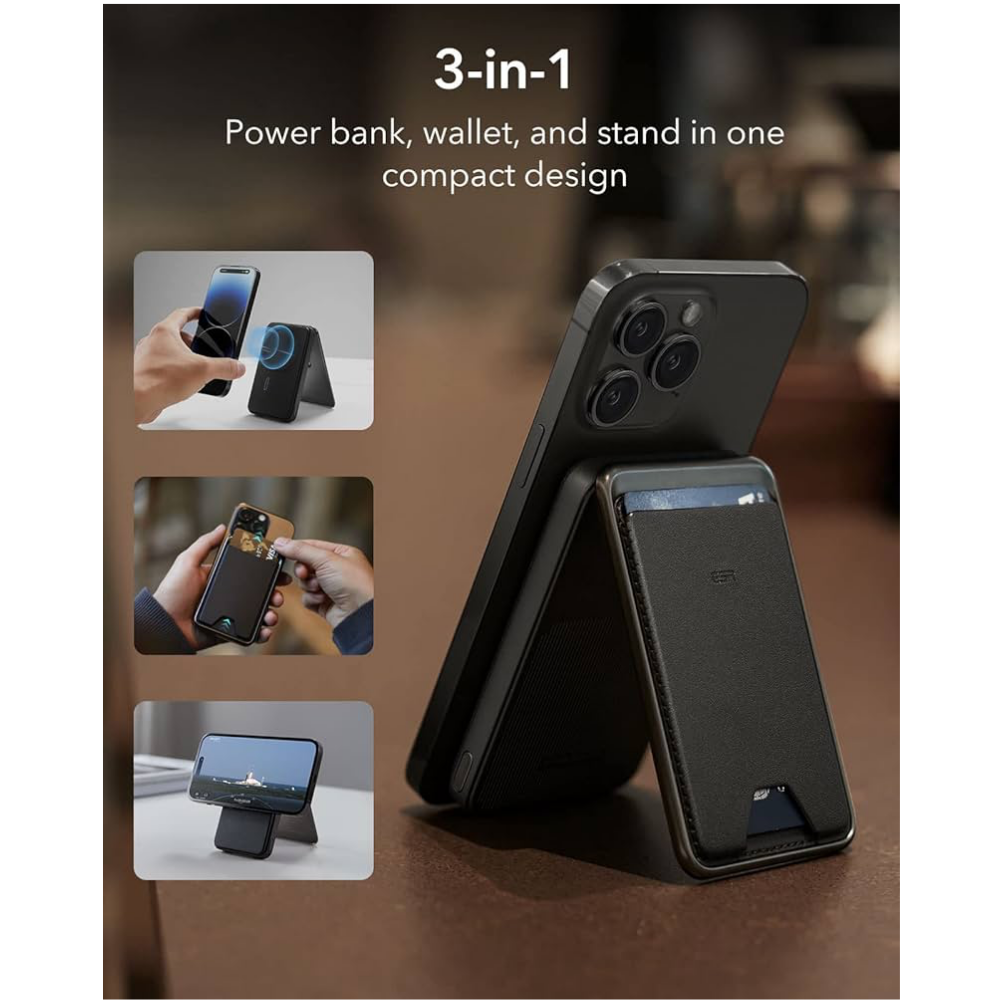 ESR HaloLock Wireless Power Bank Wallet - Black