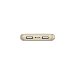 Belkin BOOST CHARGE 3-Port Power Bank 10K + USB-A to USB-C Cable, Gold