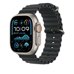 49mm Black Ocean Band - Natural Titanium Finish