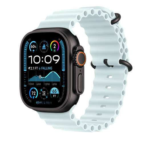 49mm Ice Blue Ocean Band Extension - Black Titanium Finish